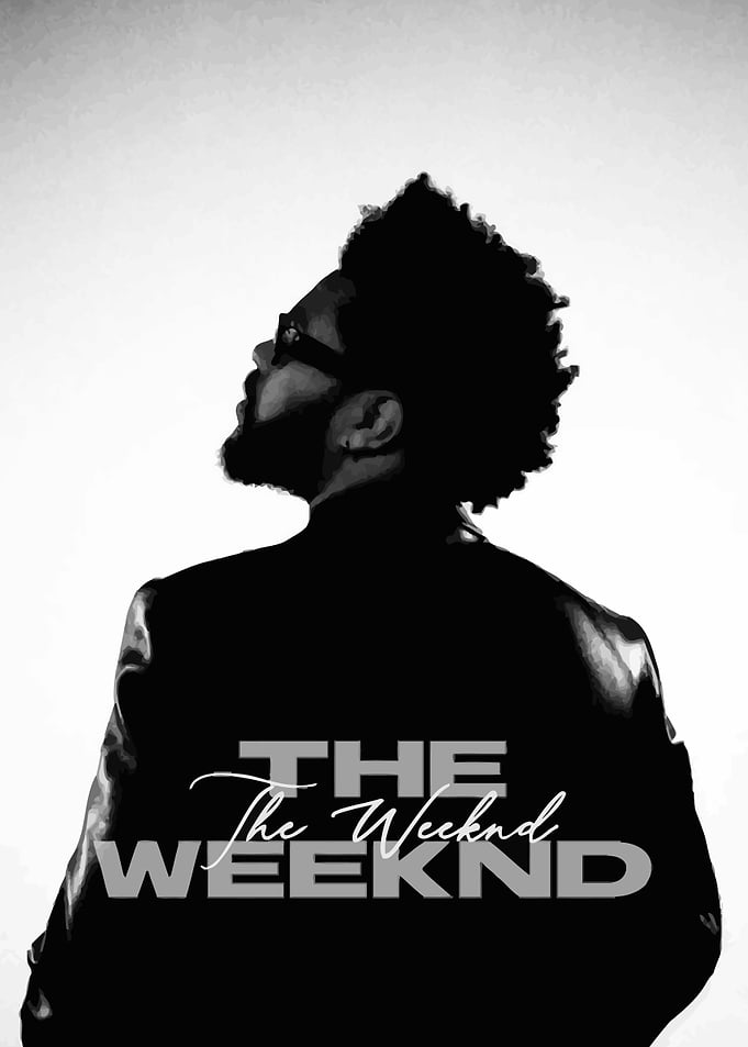 The Weeknd Black and White Portrait