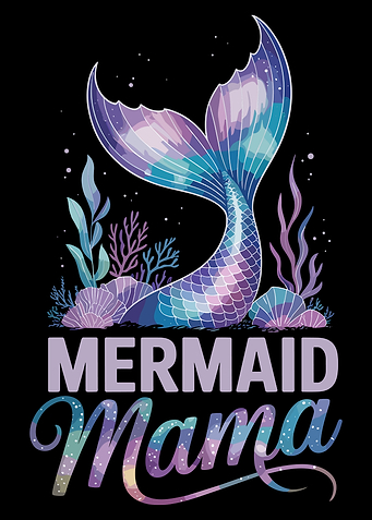 Mermaid Mama Poster, Ocean-Themed Wall Art, Colorful Mermaid Tail Illustration Print