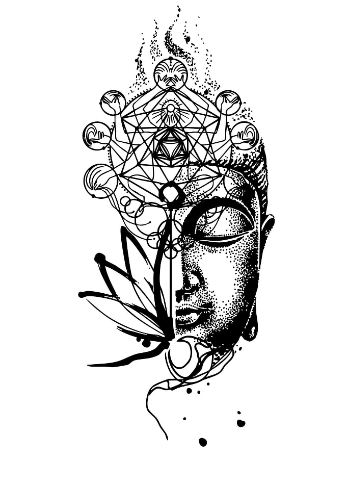 Buddha with Geometric and Floral Elements