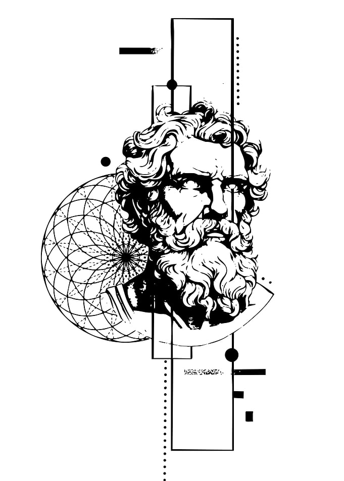 Classical Bust with Geometric Elements