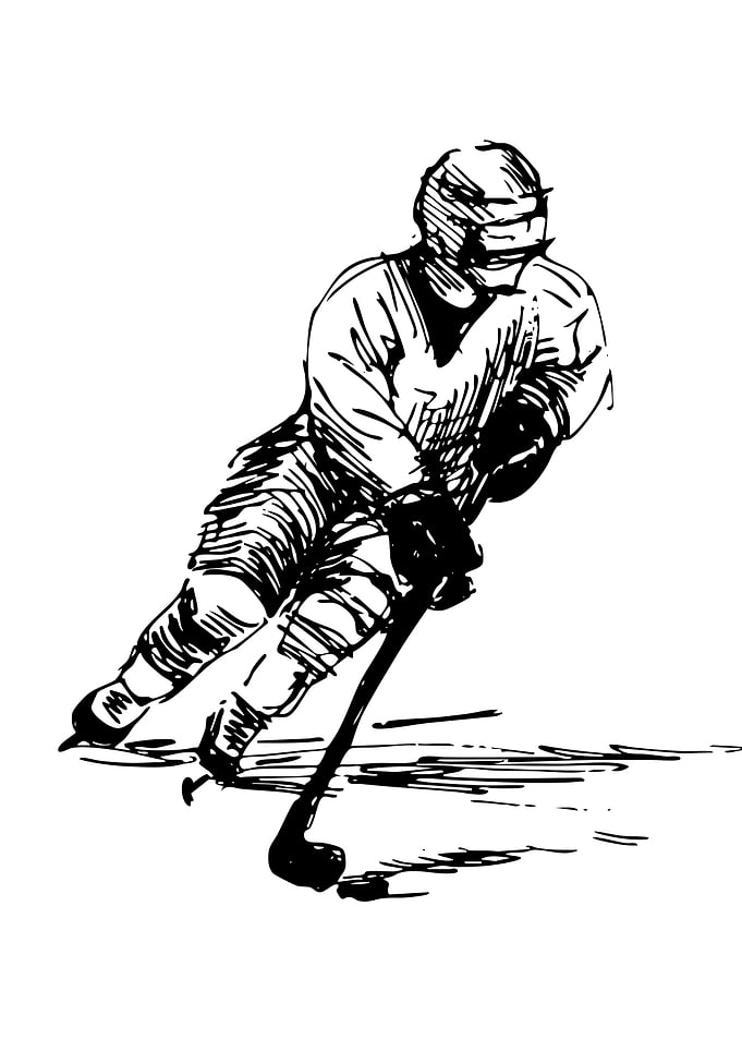 Hockey Player Ink Sketch