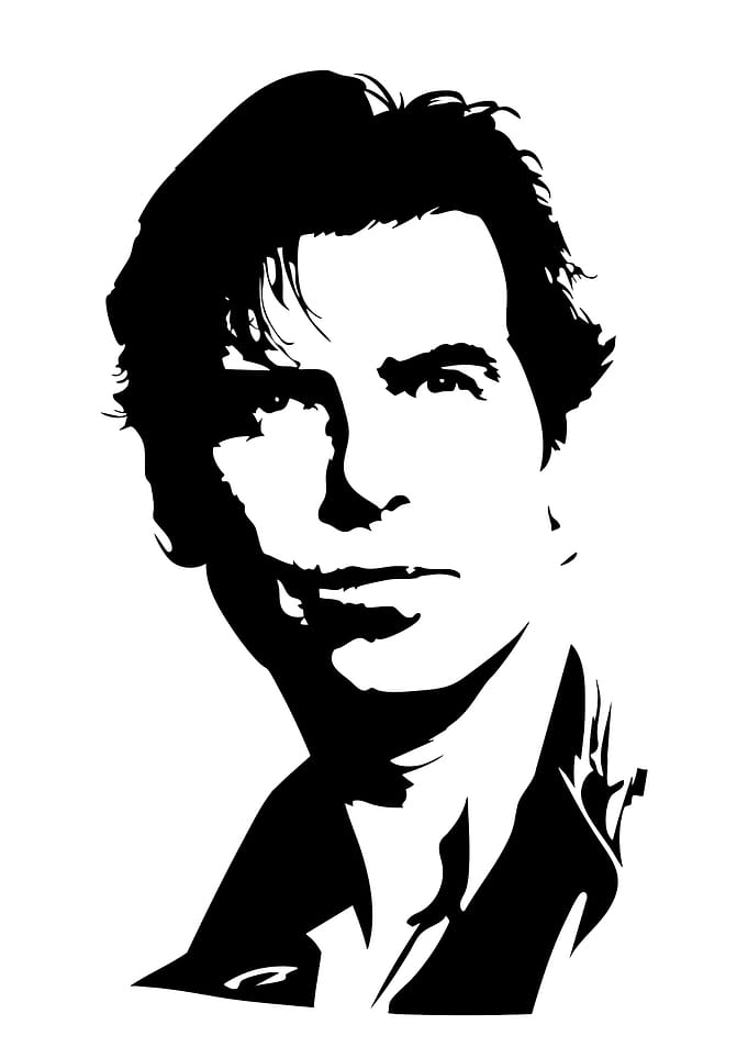 Pierce Brosnan Portrait Black and White