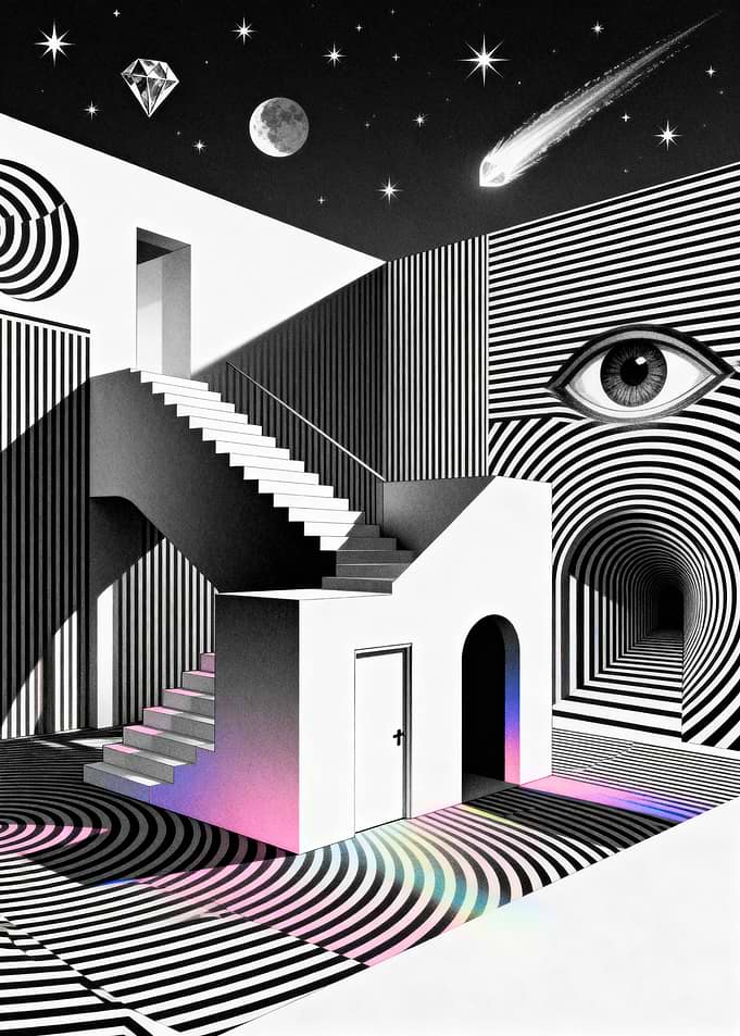 Abstract Black and White Optical Illusion