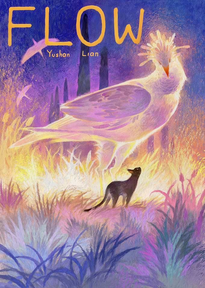 Flow: Bird and Cat in Field