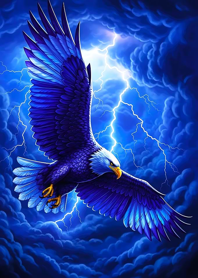 Eagle Soaring Through Stormy Skies