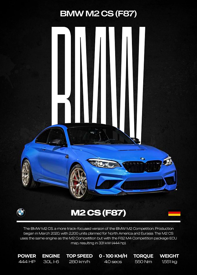 BMW M2 CS (F87) Car Poster