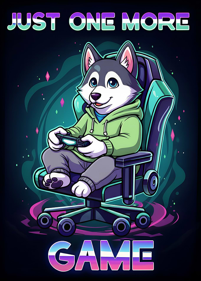 Just One More Game - Husky Gamer