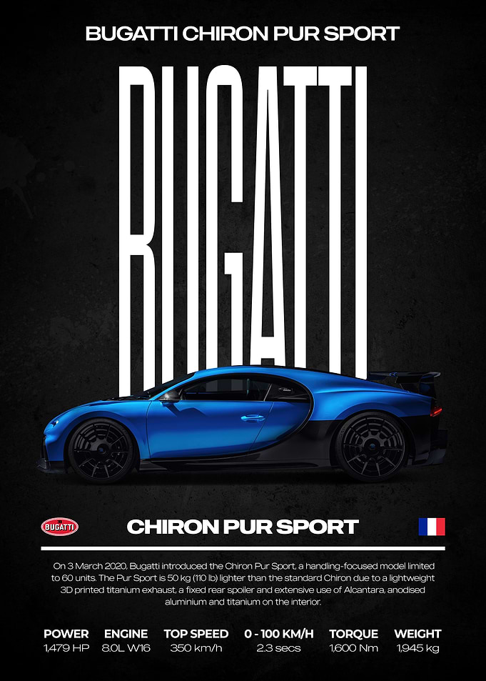 Bugatti Chiron Pur Sport Poster