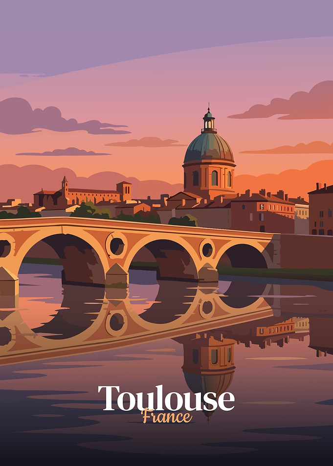 Toulouse, France Cityscape Illustration
