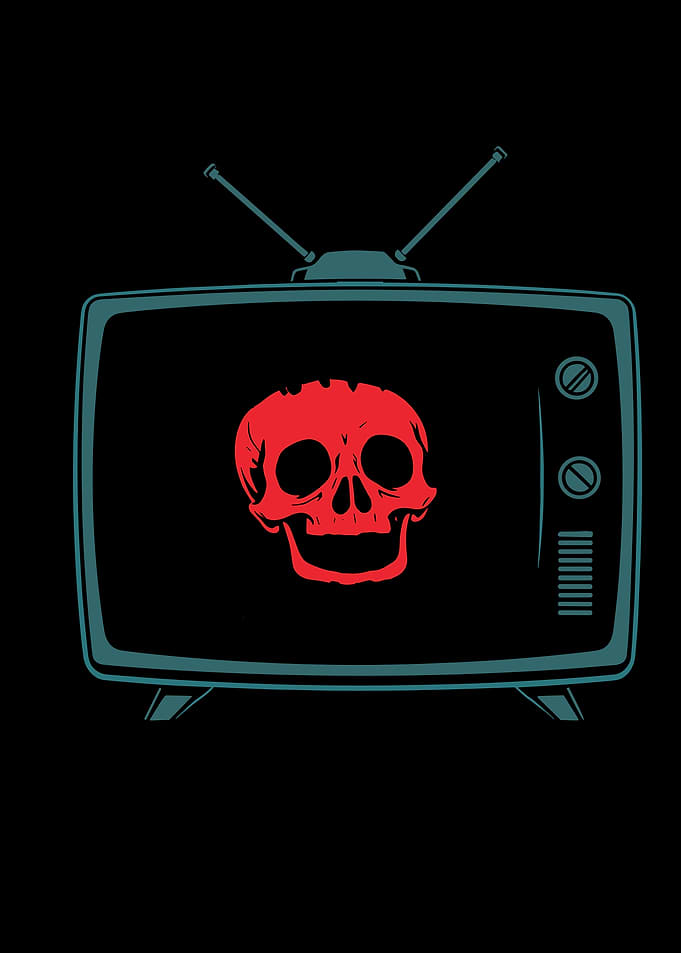 Skull on TV Screen