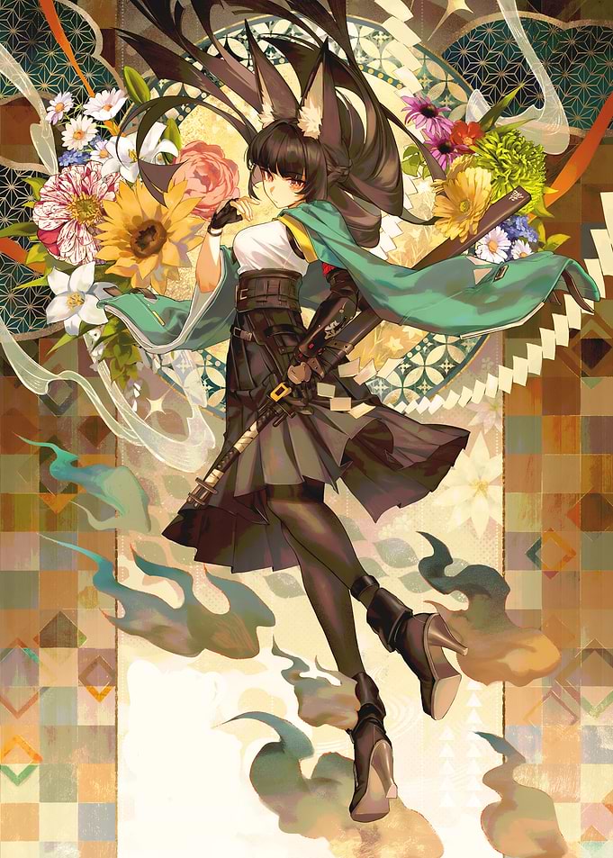Anime Girl with Fox Ears and Sword
