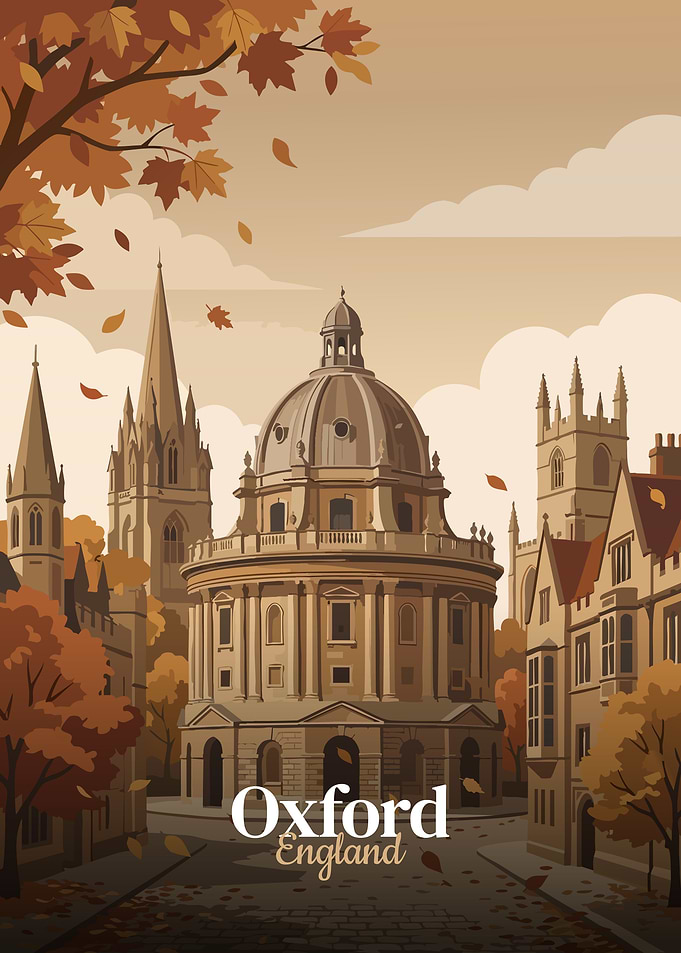 Oxford England Autumn Illustration