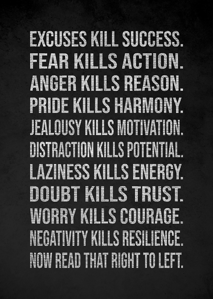 Inspirational Text Art: Kills Success
