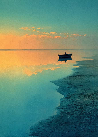 Boat on Water at Sunset