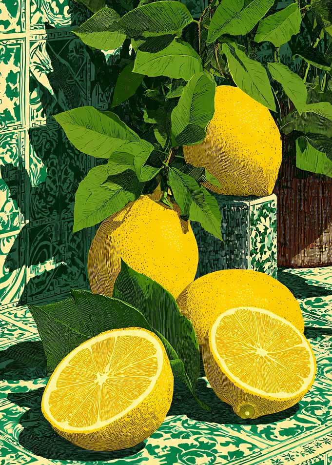 Still Life with Lemons and Leaves