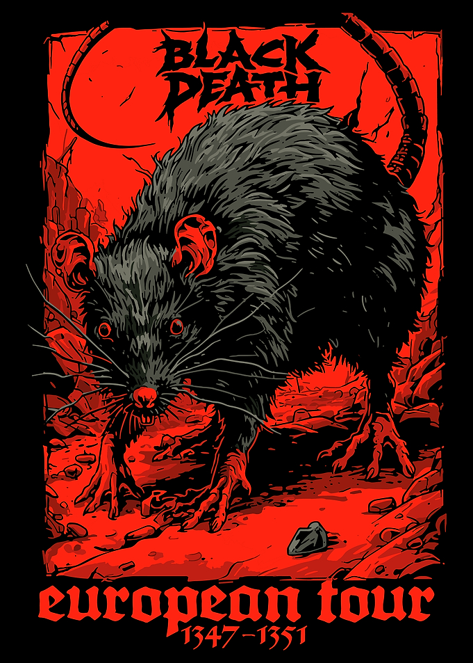 Black Death Rat Poster, Gothic Historical Wall Art, Medieval Europe Plague Illustration Print
