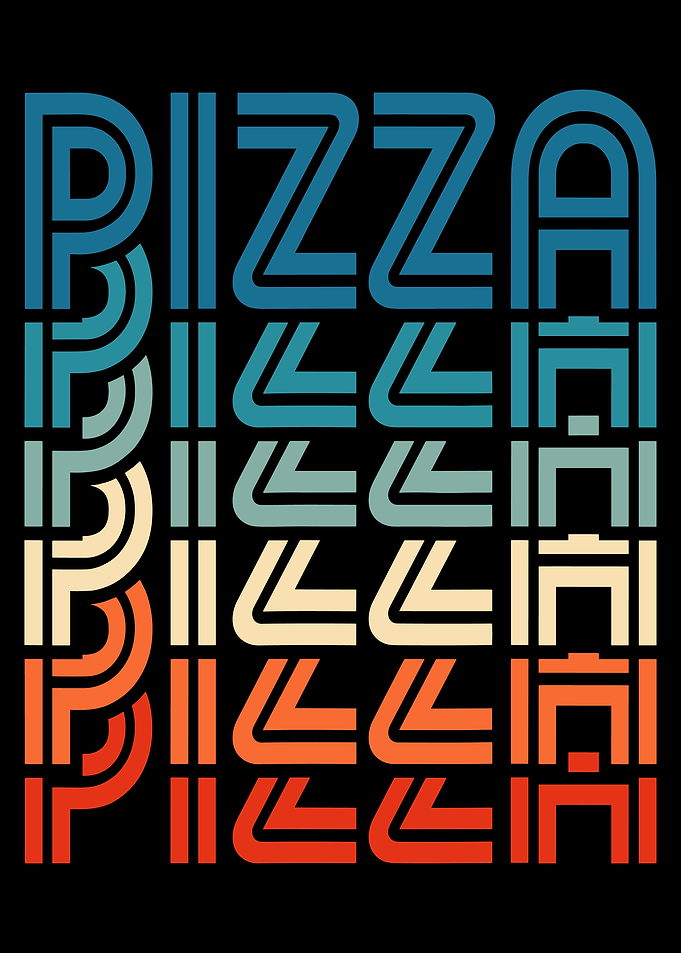 Retro Pizza Poster, Colorful Typography Wall Art, Fun Kitchen Decor Print