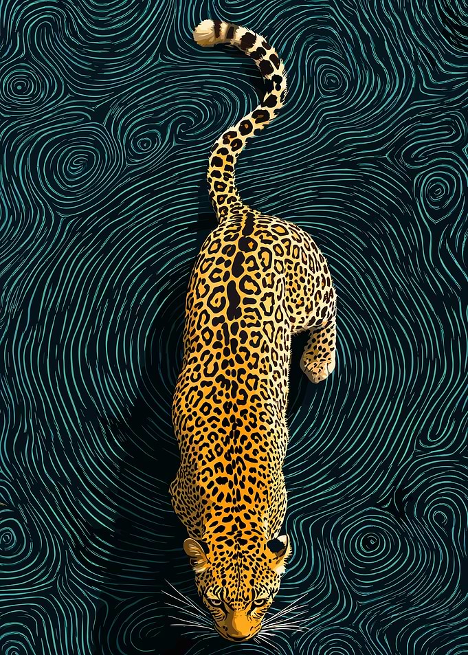 Leopard Abstract Art Poster, Modern Wildlife Wall Decor, Vibrant Jungle Animal Print