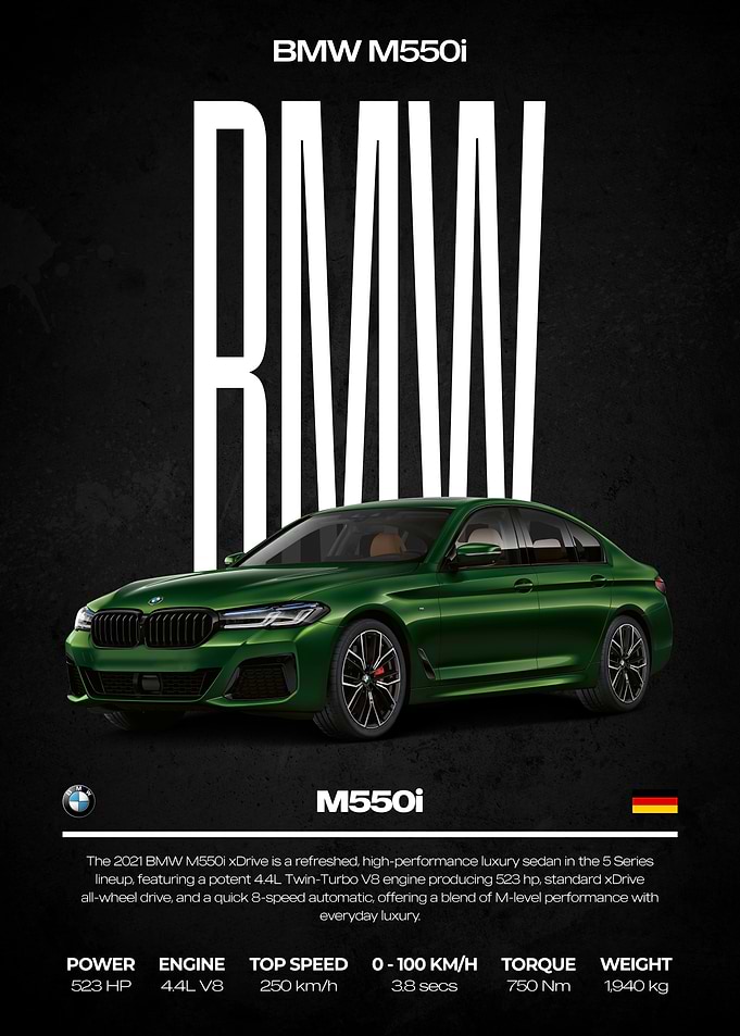 BMW M550i Car Poster