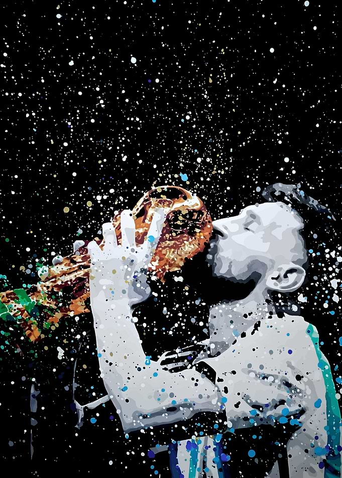 Lionel Messi Kissing World Cup Trophy