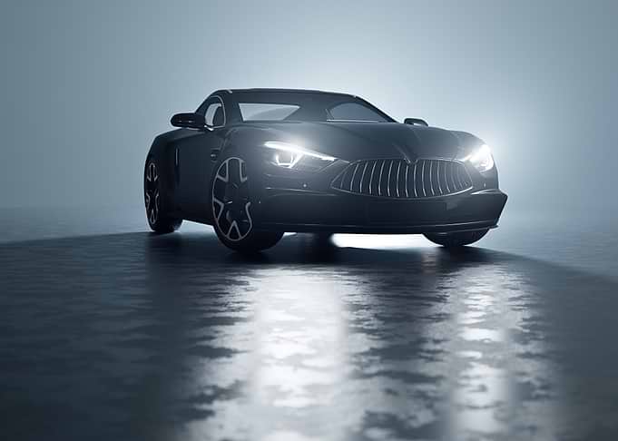 Sleek Black Sports Car Studio Shot