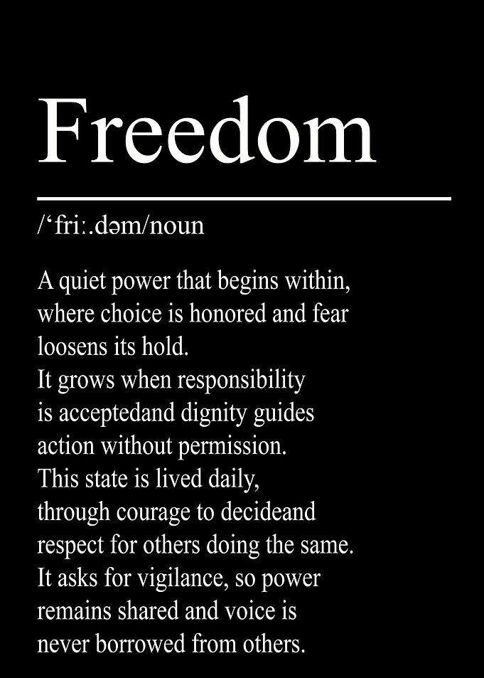 Freedom Definition – Black | Minimalist Typography Poster