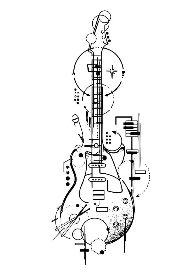 Abstract Guitar Line Art