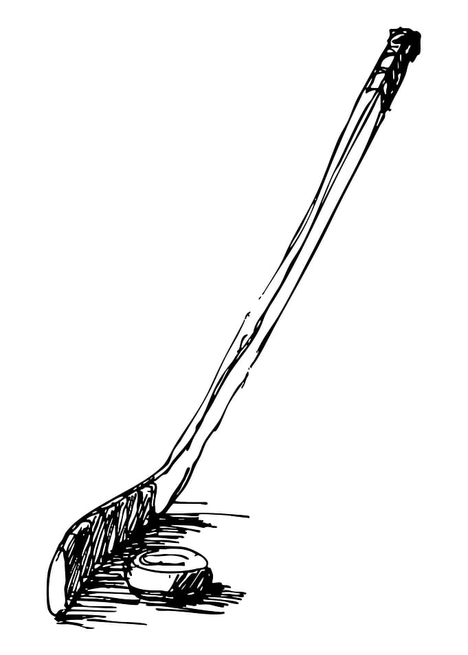 Hockey Stick and Puck Sketch