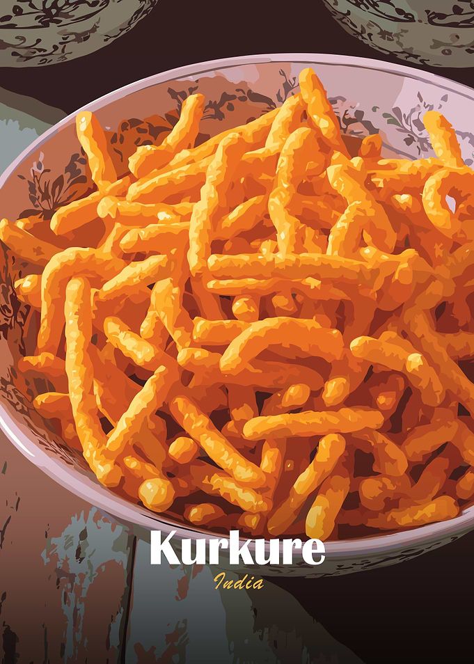 Kurkure India Snack Bowl Illustration