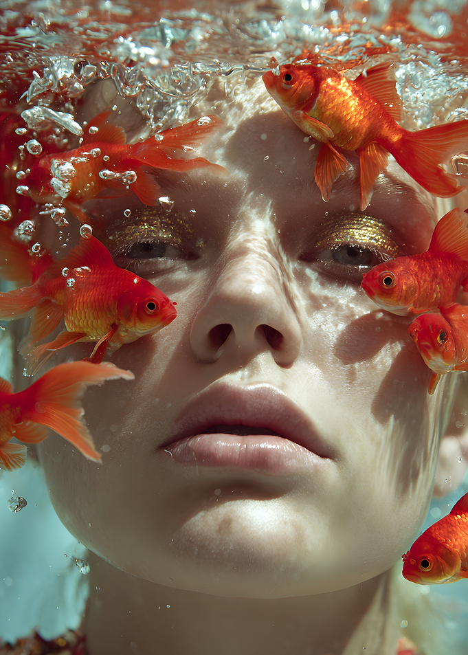 Underwater Portrait with Goldfish