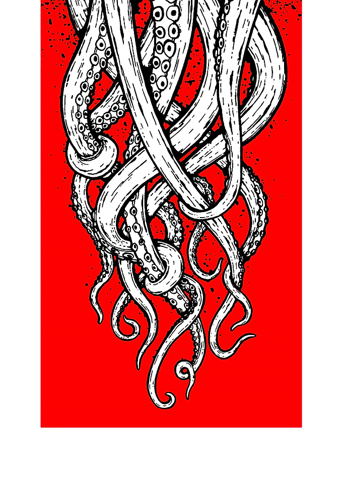 Octopus Tentacles on Red Background