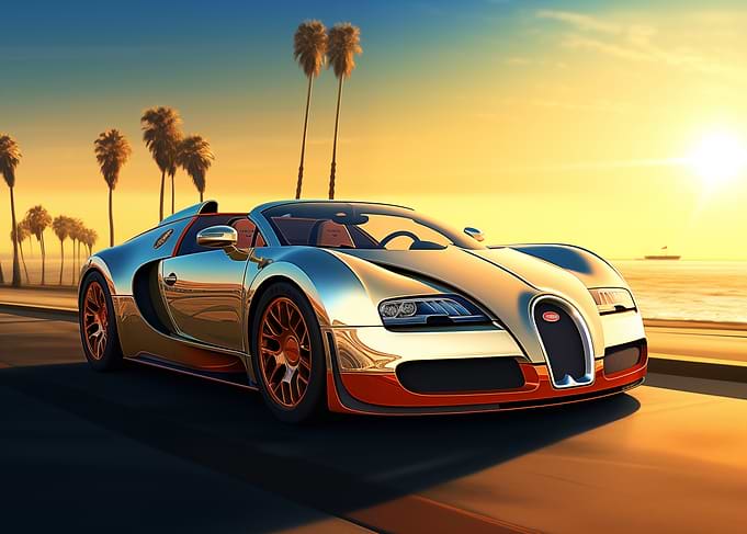 Bugatti Veyron on Coastal Road