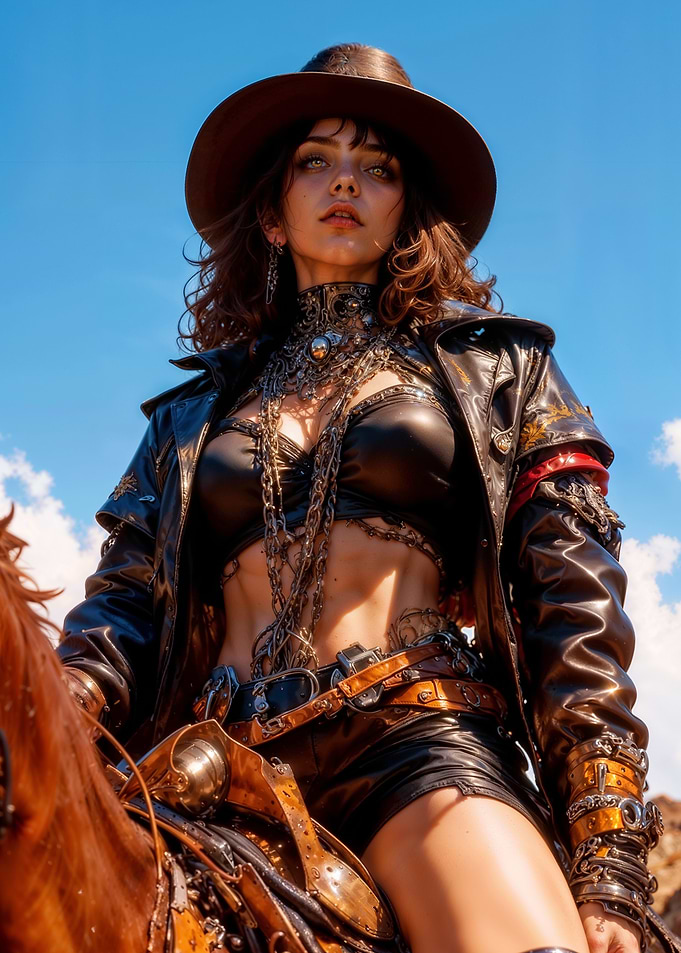 Steampunk woman and horse