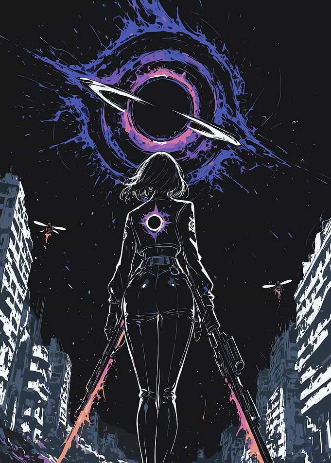 Sci-Fi Warrior with Black Hole