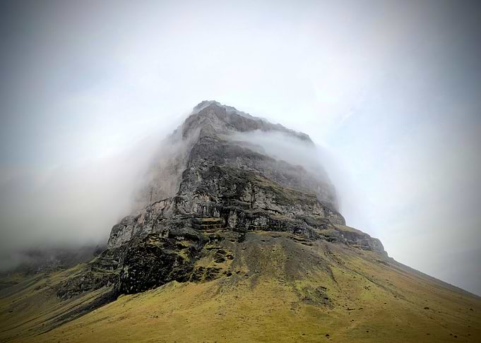Mountain Peak Enshrouded in Mist