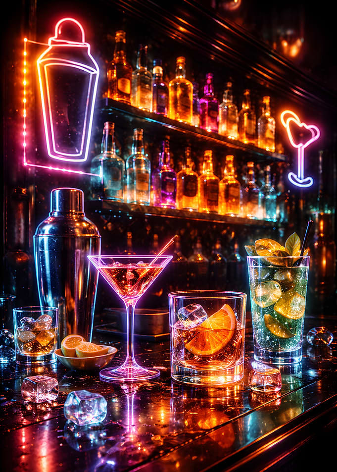 Neon Bar Cocktails
