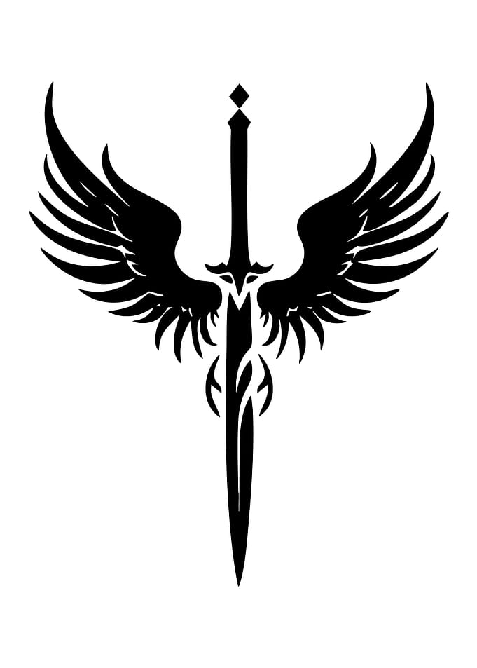 Winged Sword Black and White Emblem