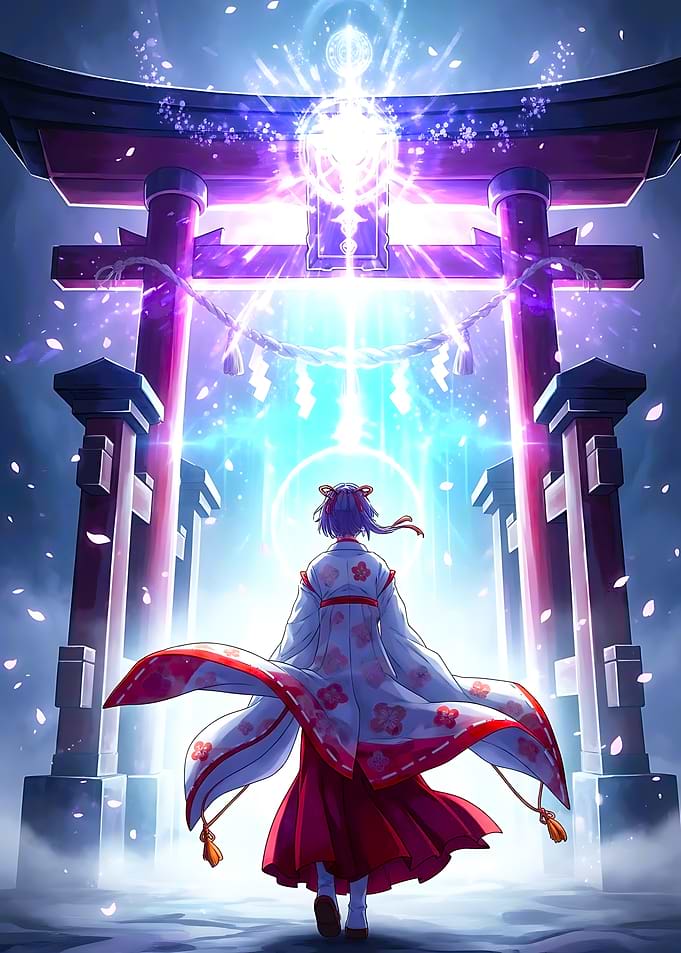 Anime Girl at Torii Gate