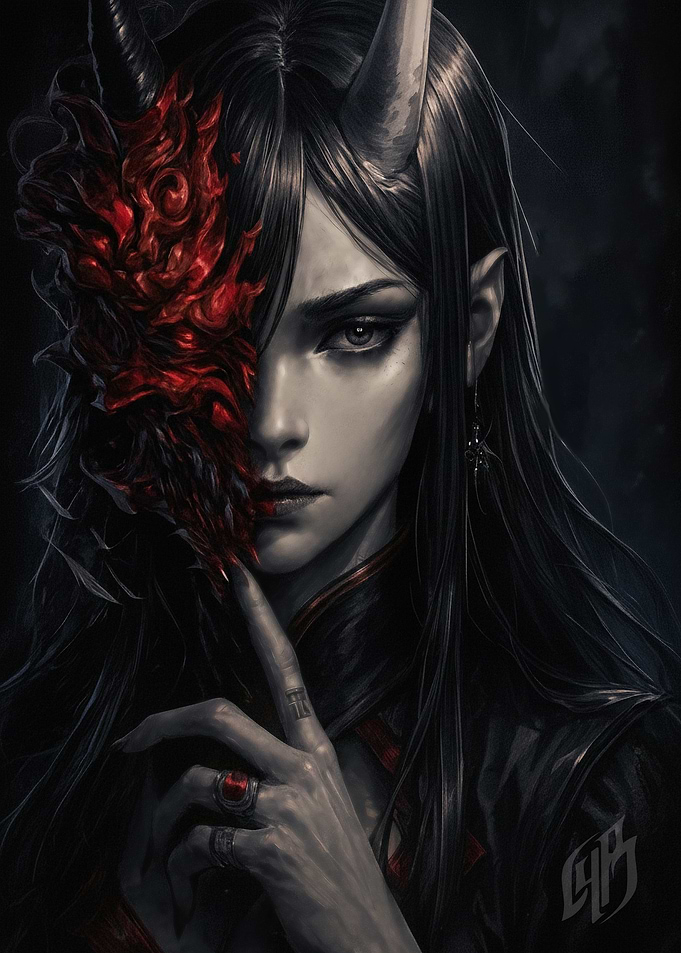 Demon Girl with Mask