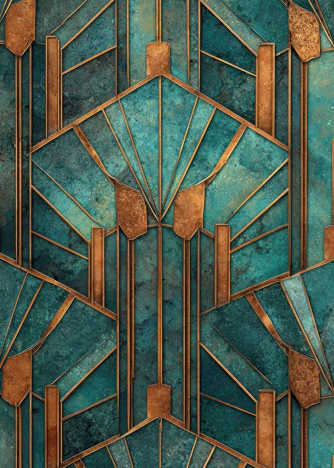 Art Deco Teal and Bronze Pattern