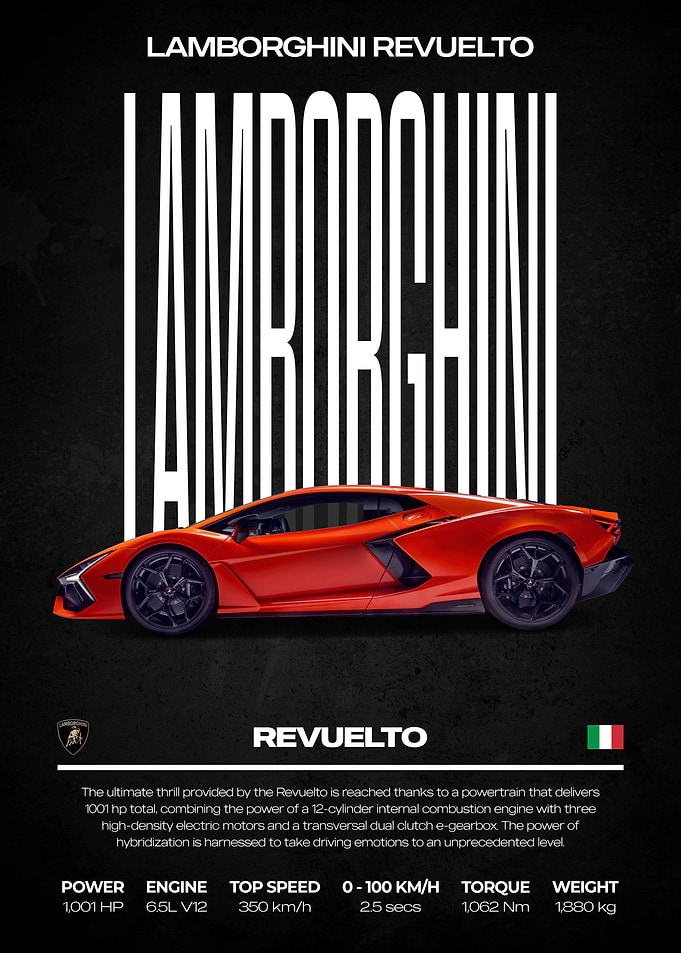 Lamborghini Revuelto Red Car Poster