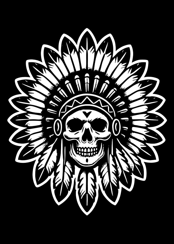 Skull in Native American Headdress