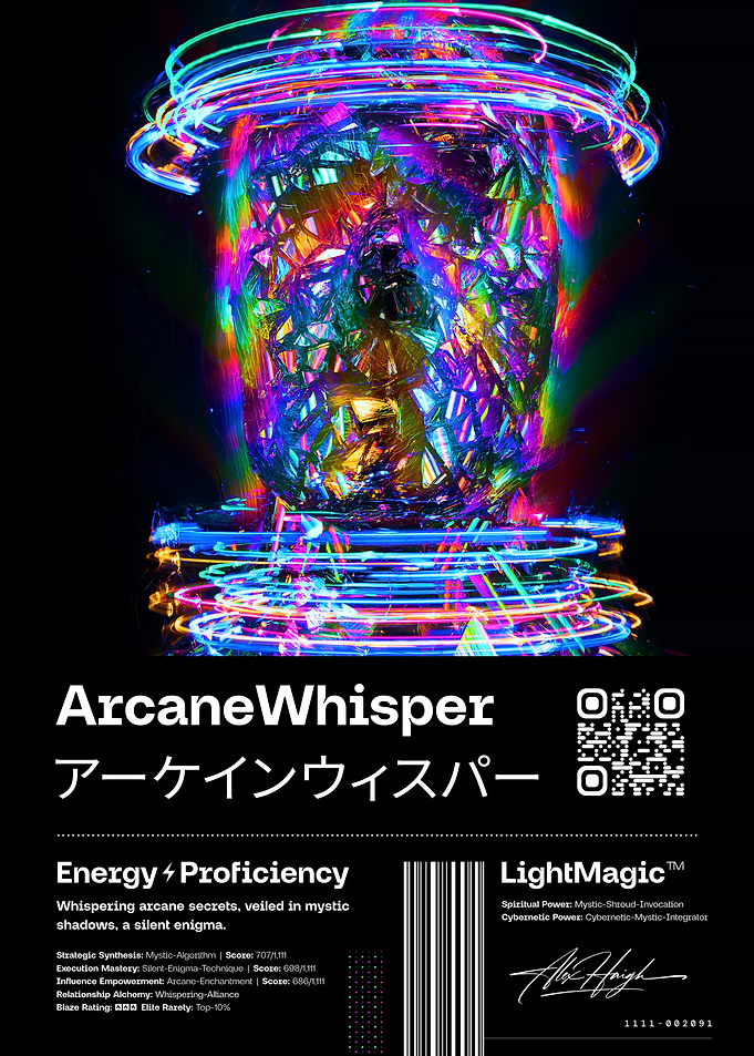 ArcaneWhisper: Neon Cyberpunk Superhero Wall Art from the LIGHTMAGIC® Series