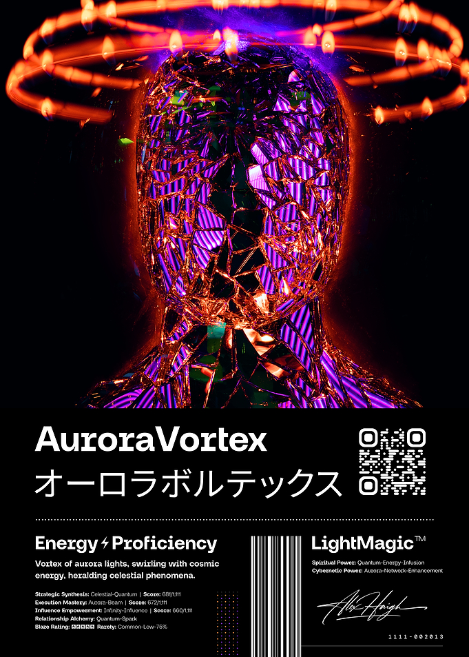 AuroraVortex: Neon Cyberpunk Superhero Wall Art for Kids from the LIGHTMAGIC® Series