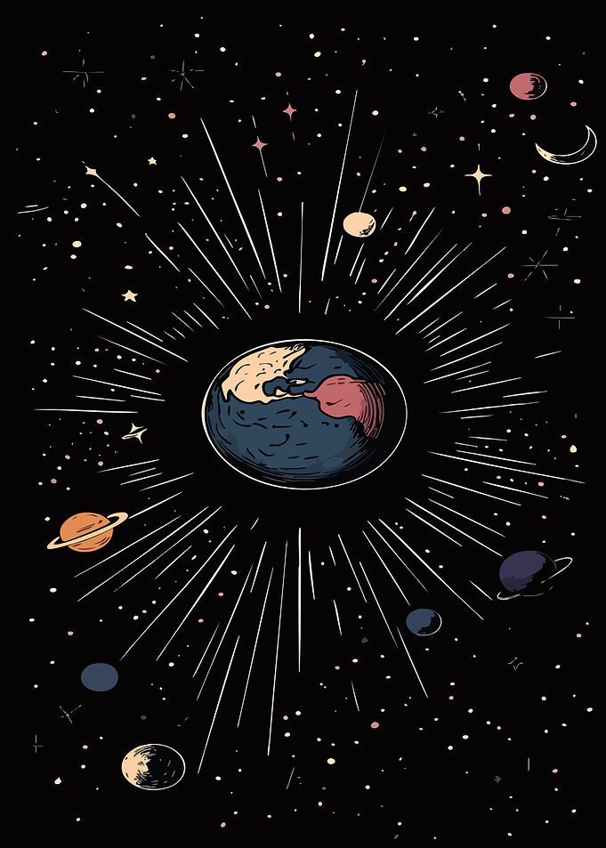 Cosmic Earth with Planets and Stars