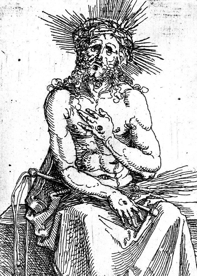 Man of Sorrows, Seated Albrecht Durer Engraving