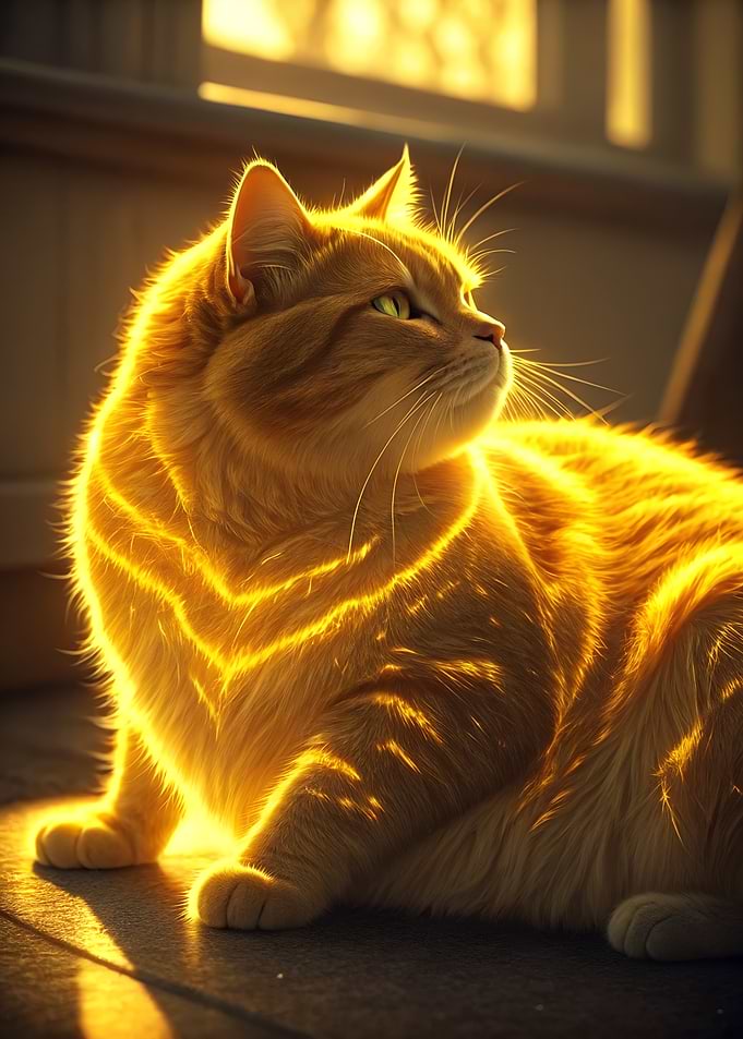 Golden Fat Cat Portrait