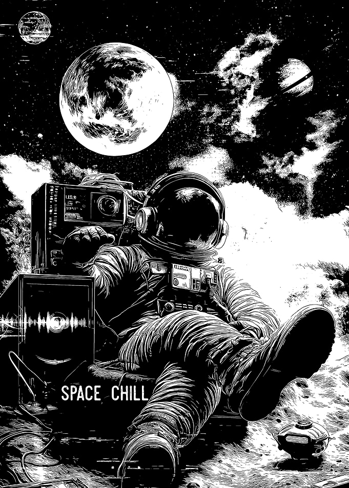 Space Chill Astronaut with Boombox