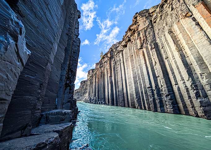 Basalt Columns and River Landscape