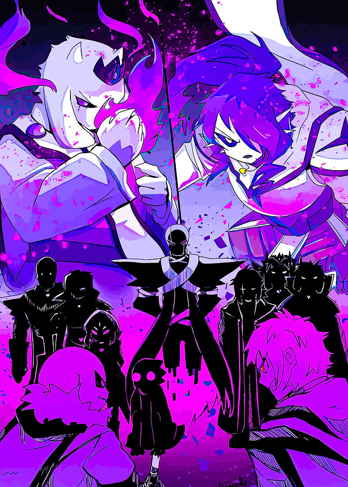 Anime Battle Scene with Purple Hues